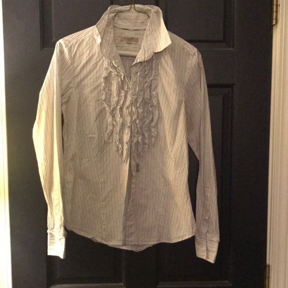 Burberry Tops - Burberry striped shirt with ruffles